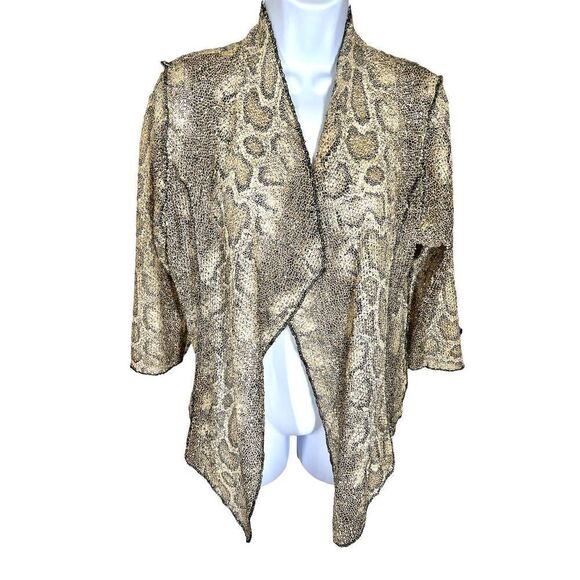 ALFRED Dunner Brown Snakeskin Print Granny Core Top Women’s Size PXL - Picture 1 of 3